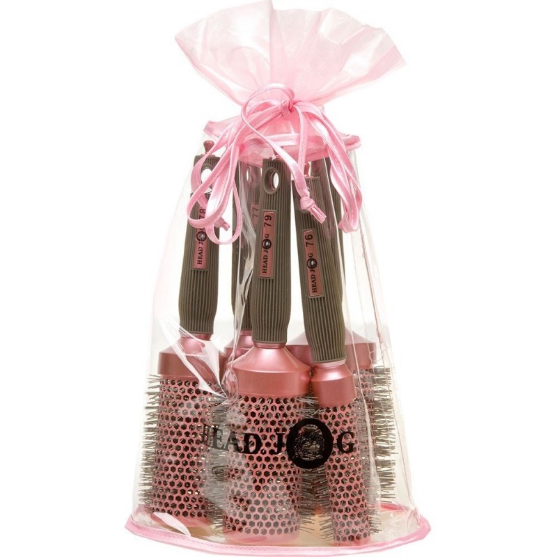 Head Jog Oval Bag and Hair Brush Set - Pink
