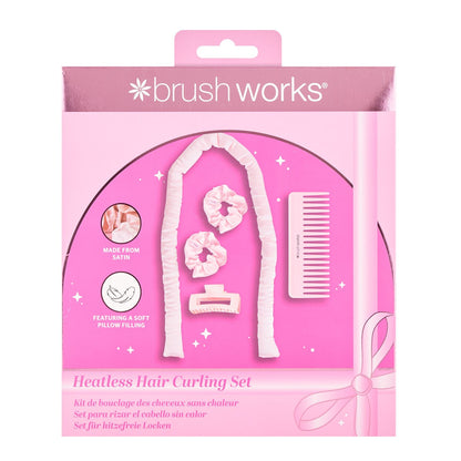 Brushworks Heatless Hair Curling Gift Set - Pink 5 Piece