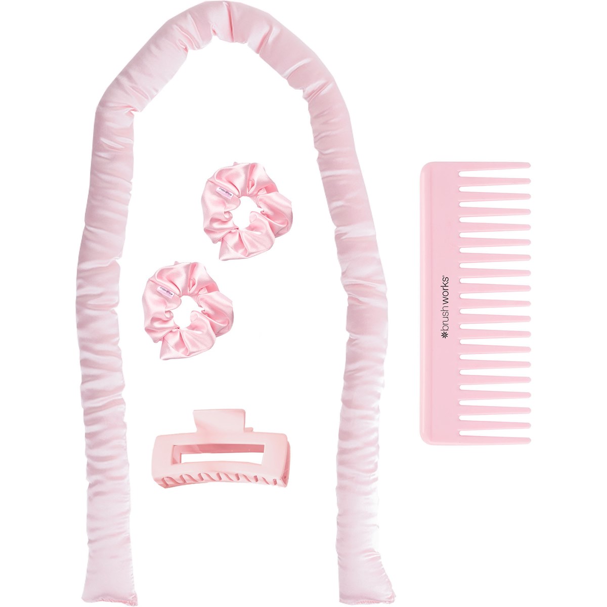 Brushworks Heatless Hair Curling Gift Set - Pink 5 Piece