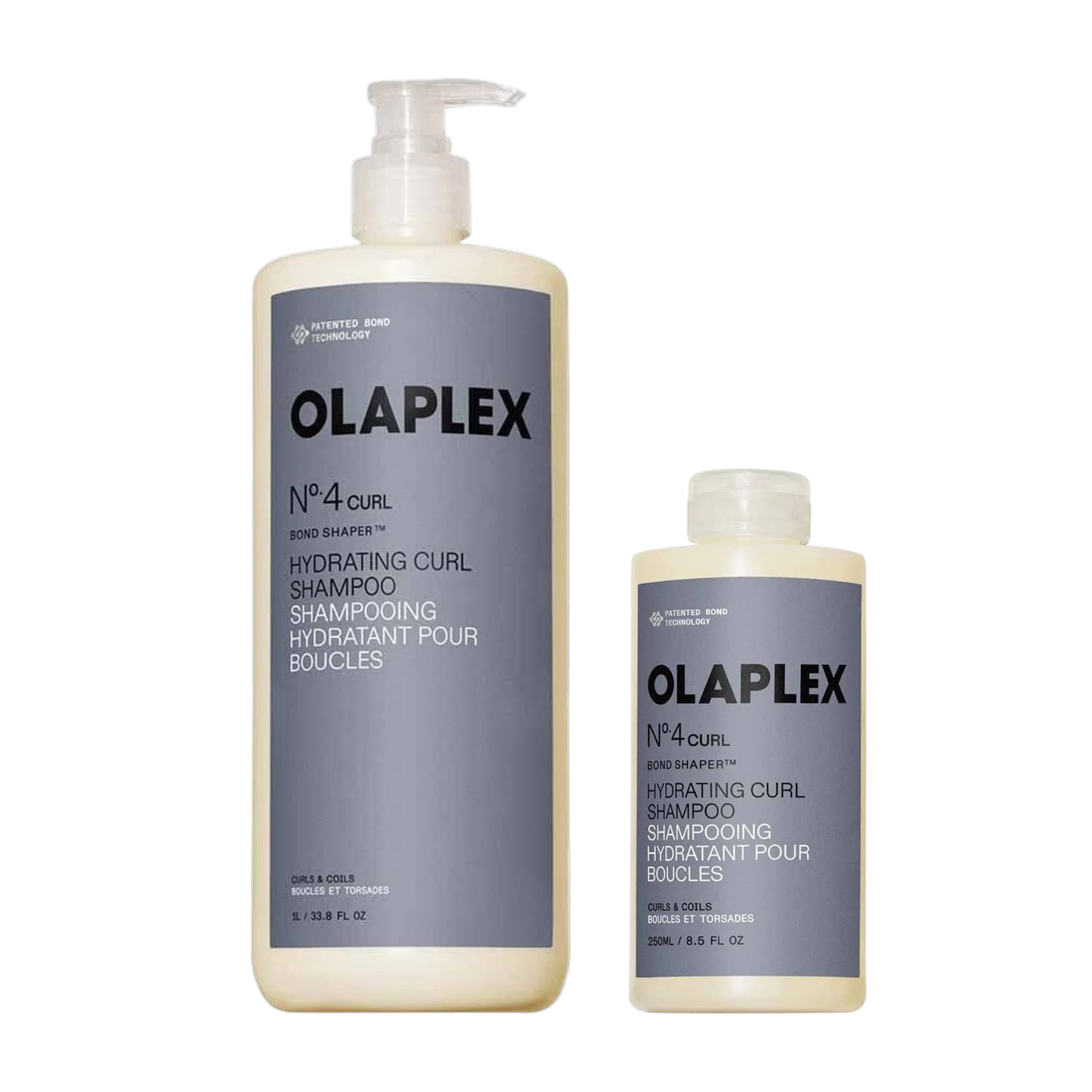 OLAPLEX No.4CURL Bond Shaper Hydrating Curl Shampoo available in 250ml and 1000ml sizes for curls coils and waves
