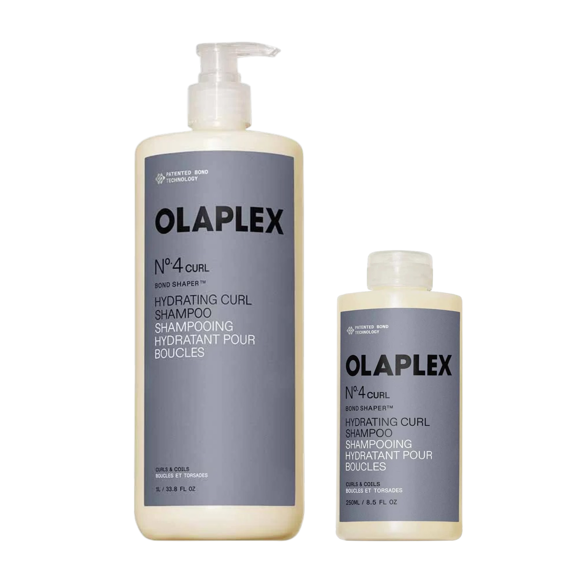 OLAPLEX No.4CURL Bond Shaper Hydrating Curl Shampoo available in 250ml and 1000ml sizes for curls coils and waves