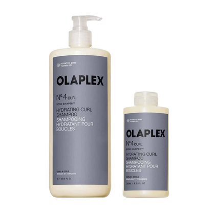 OLAPLEX No.4CURL Bond Shaper Hydrating Curl Shampoo available in 250ml and 1000ml sizes for curls coils and waves