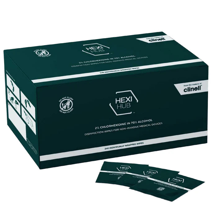 Hexi Hub Alcohol 2% Chlorhexidine 240 Sachet Wipes